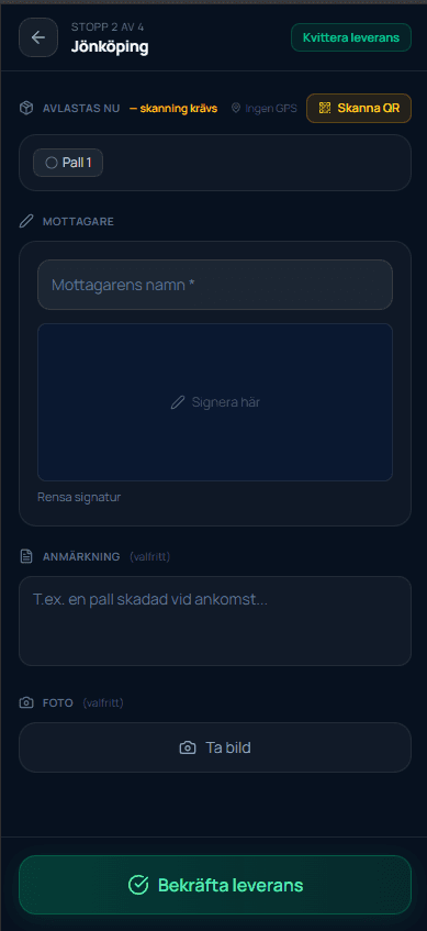 Bekräfta leverans